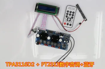 

2.1-channel Bluetooth digital subwoofer amplifier board TPA3116D2 + PT2313 Digital tone 50W*2 +100W HIFI with remote control