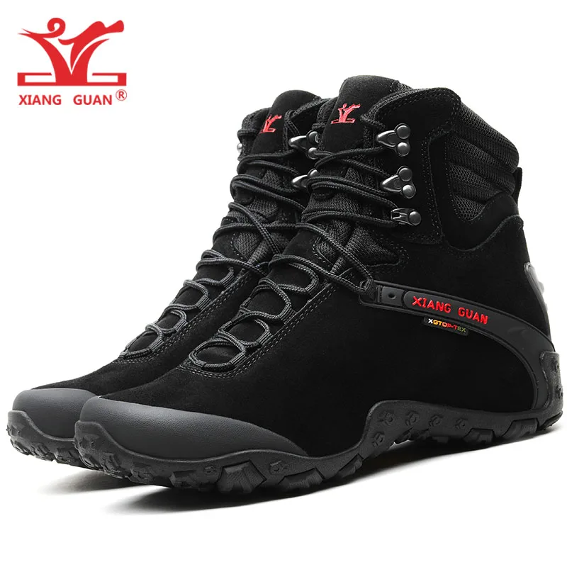 XIANG GUAN Men Hiking Shoes Cow Leather Women High Trekking Boots Black Waterproof Sports Climbing Shoe Outdoor Walking Sneakers XIANG GUAN Men Hiking Shoes Cow Leather Women High Trekking Boots Black Waterproof Sports Climbing Shoe Outdoor Walking Sneakers