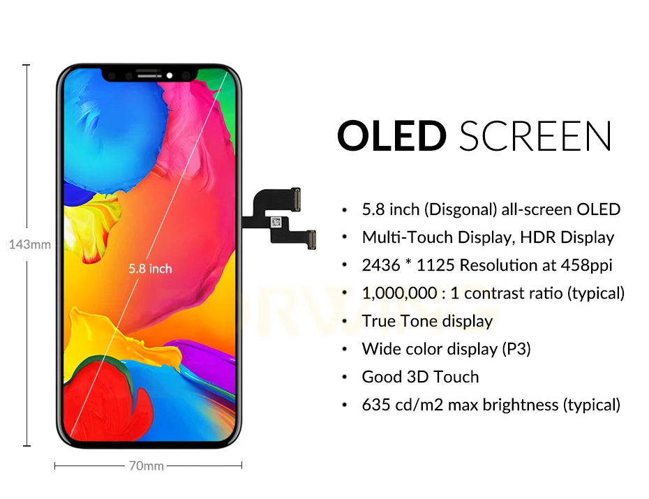 Класс AAA 5,8 дюймов OLED экран для iPhone X ЖК-дисплей дигитайзер сенсорный экран Замена для iPhone X lcd Pantalla сборка