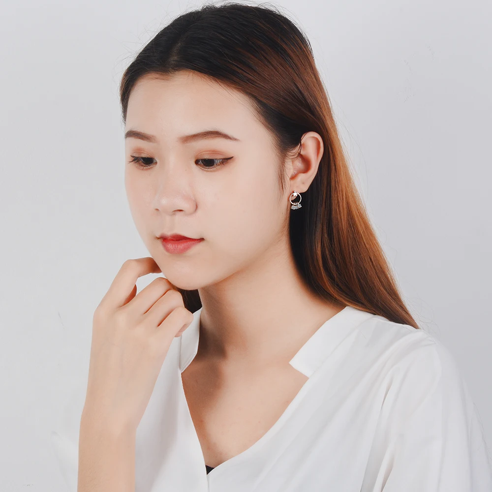Anenjery простые 925 пробы серебряные круглые серьги с цирконием и кисточкой brincos oorbellen S-E812