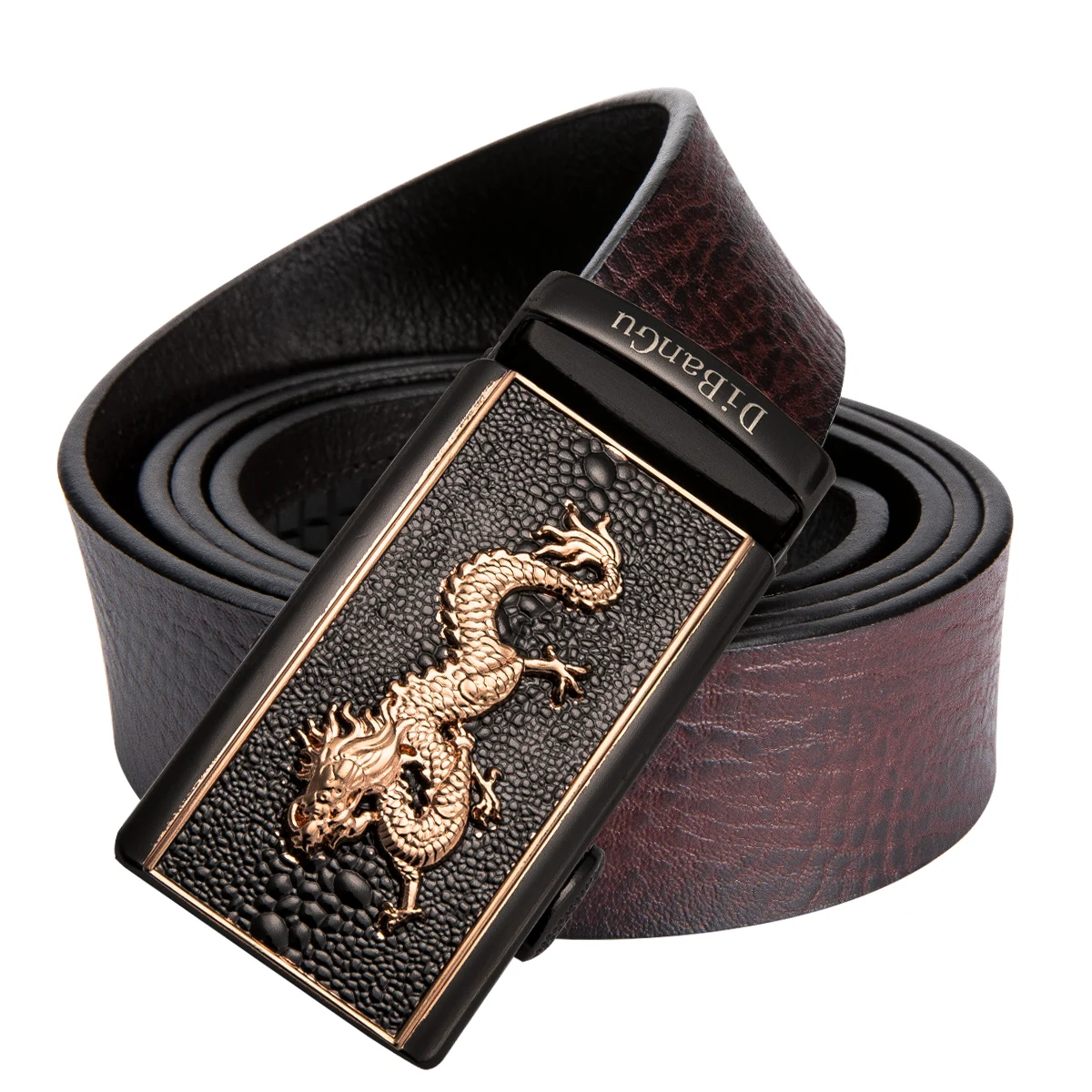 

DiBanGu Genunine Cowhide Leather Belt Waistbelt For Mens Black Brown Blue Orange Belts with Automatic Buckle Waisrband 110-130cm