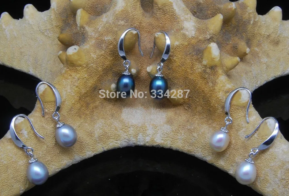 

hot sell new - wholesale 3pair Multi-color 9-10MM Pearl Earring