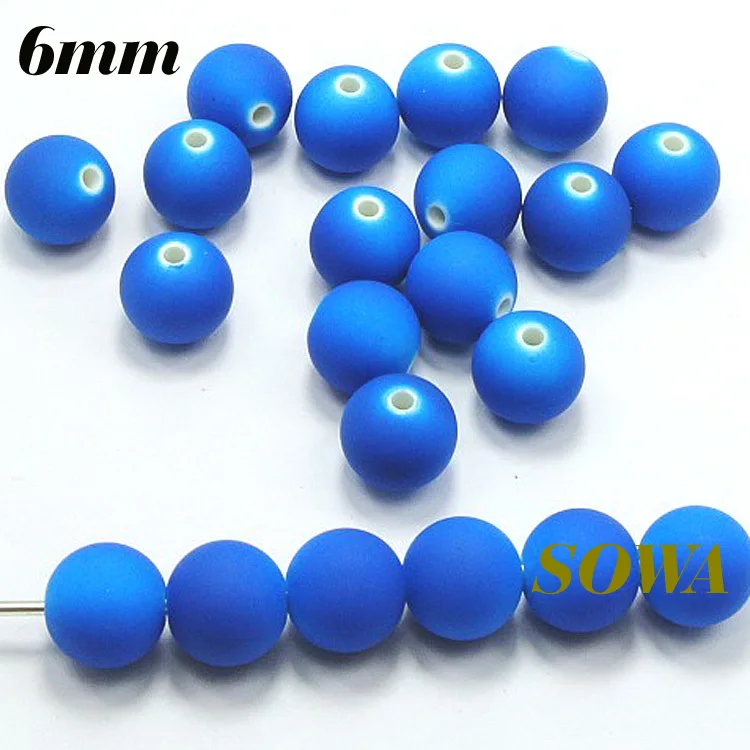 

2016 New Design Size 6mm Blue Color Double Holes Matte Fluorescent Neon Acrylic Round Beads (1000pcs/lot)