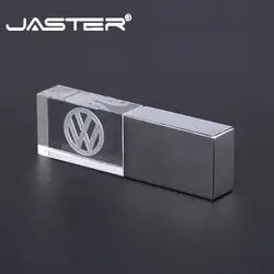 JASTER VW crystal + металлический USB флэш-накопитель Флешка 4 ГБ 8 ГБ 16 ГБ 32 ГБ 64 Гб 128 Гб Внешняя память палка u диск