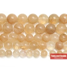 Pierre naturelle citrine Quartz lisse, perles amples 15 pouces, brin 4 6 8 10 12 14MM, taille au choix pour la fabrication de bijoux Q2
