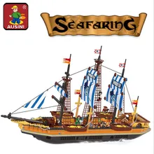 AUSINI 857 шт. большой пиратский корабль строительные блоки наборы большие рыболовные сосуды детские развивающие кирпичи игрушки brinquedos 27806