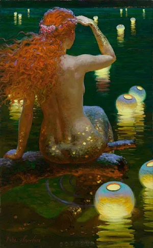 

TOP ART--100% hand-painted oil painting # mermaid NUDE art painting -36 inch HOME ROOM Decor OIL Painting-Free shipping cost