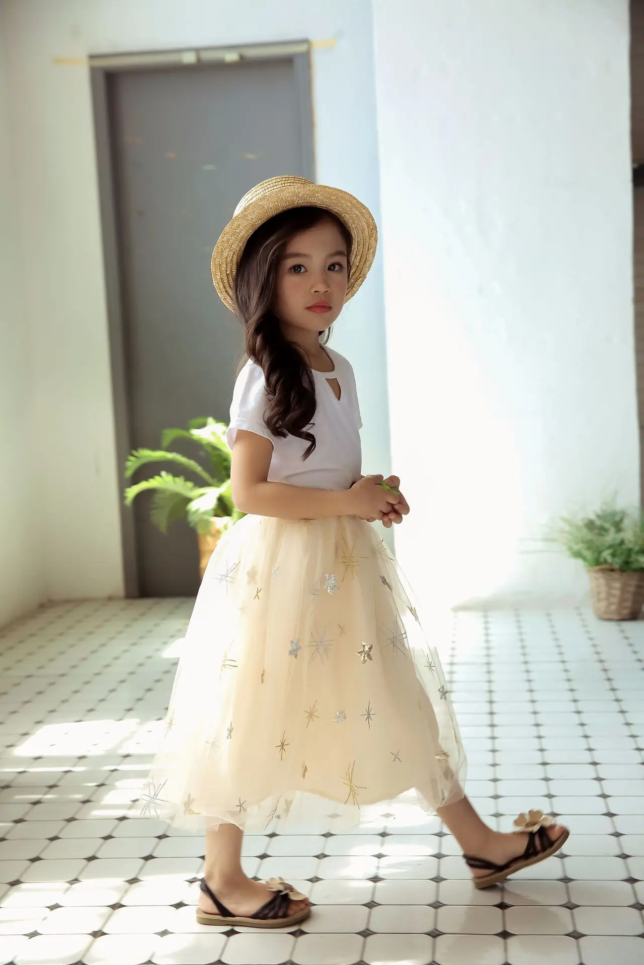 Saia para 6 Meninas Saias Macio Fofo Tule Tutu Saia Pettiskirt Longas Crianças Malha Bola Vestido Estrela Lantejoulas 8 10 13 Ano 19 High Quality Mamãe e Bebê
