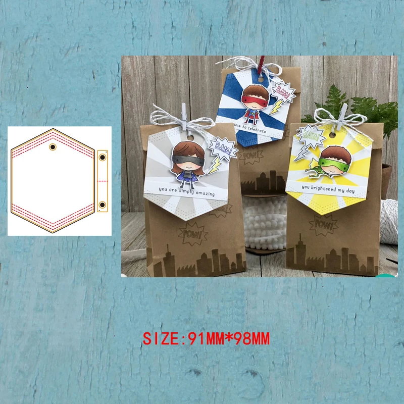 

LLove CCraft Metal Cutting Dies Stitched hexagon label for DIY Scrapbook Album Paper Card Decorative Craft Embossing Die 2019NEW