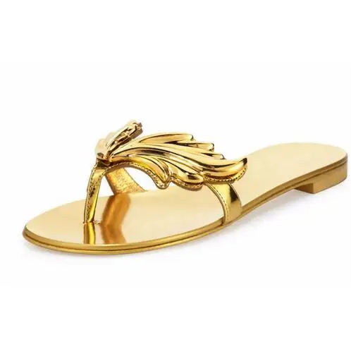 

Europe 2017 simple New Fashion Design Slipper Sandals Women leaf Slides Flip-Flops flats beach Wing Women Gladiator Thong Sandal