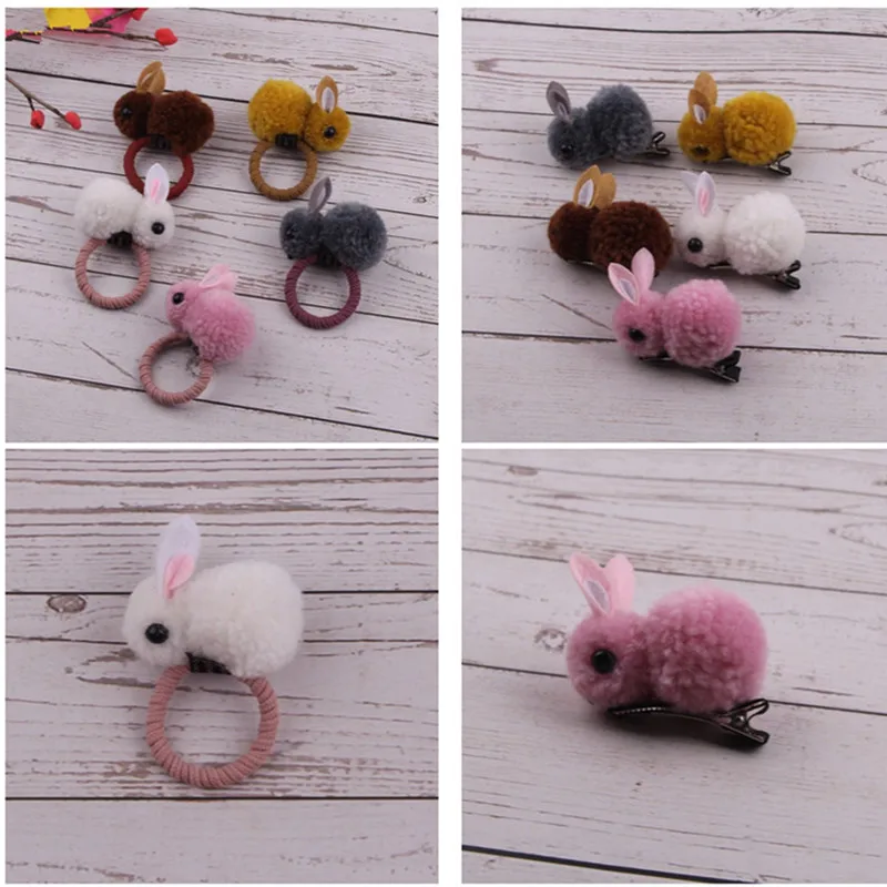 

10pcs/lot New Hair Clips Plush Animal Rabbit Barrettes Hair Rope Cute Rabbit Style Hairpins Hair Accessories for Kid Girls Party