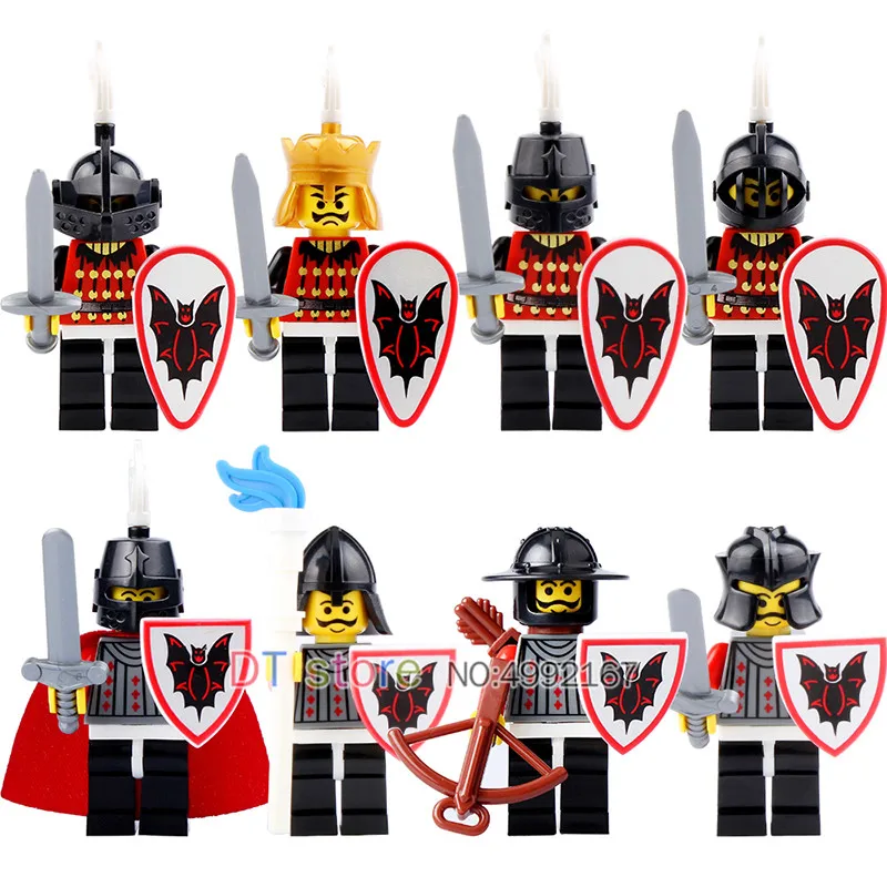 

Legoed Medieval Castle Army Bat Knight with weapons Action Kids Figures Building Blocks Toys For Children Gifts 9805