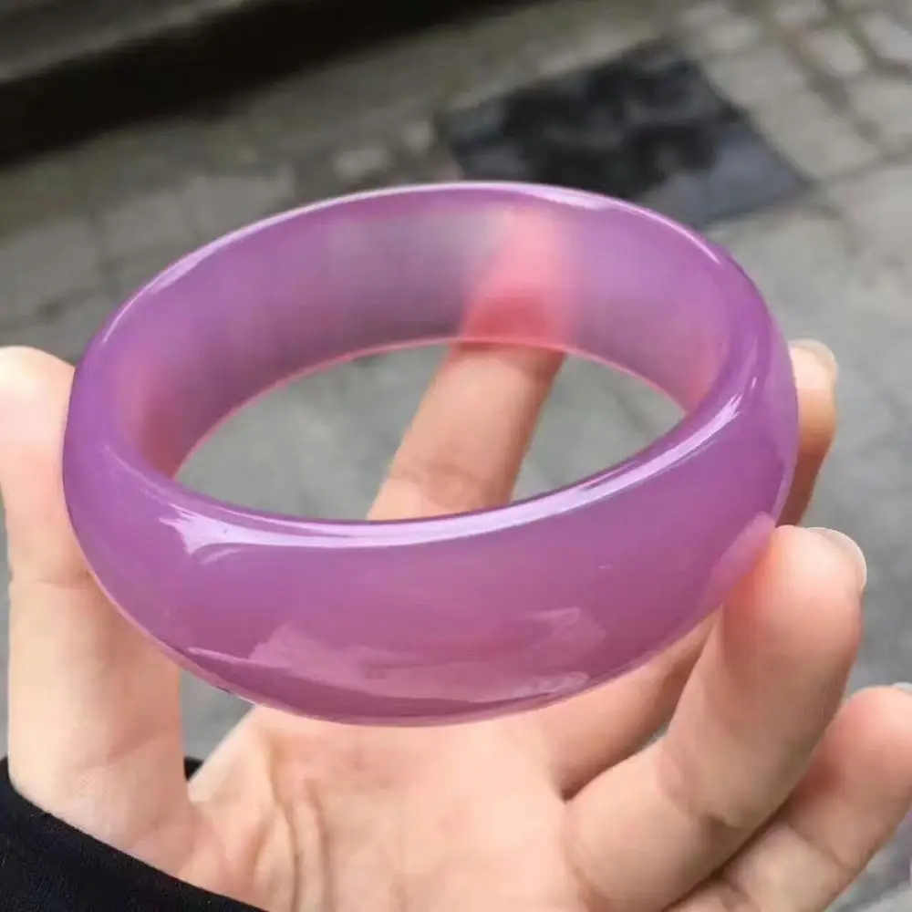 

Unique beautiful pink chalcedony manually polish bracelet 56mm ~ 62 mm