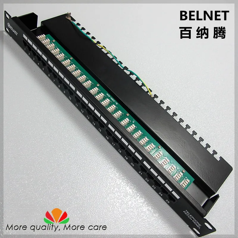 

25-ports telephone voice patch panel telecommunication engineering grade 19-inch 1U PCB type RJ11 patch panel distribution frame