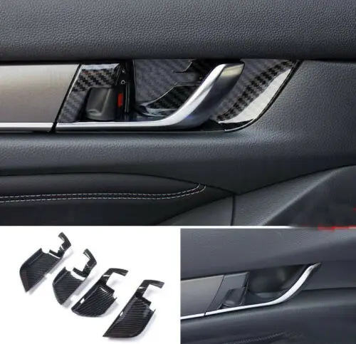 Us 13 88 12 Off 4pcs Black Automobile Carbon Fiber Style Interior Door Handle Bowl Decorative Frame Cover Trim For Honda Accord In Interior