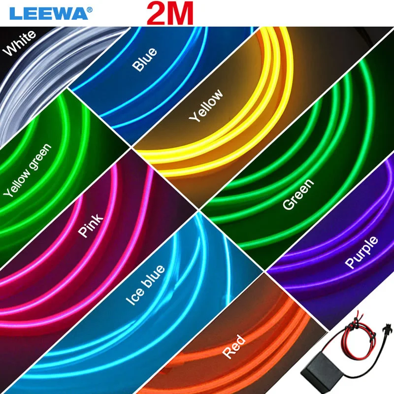 

50Pcs 2M 9-color Flexible Moulding EL Neon Glow Lighting Rope Strip With Fin For Car Decoration #CA3268