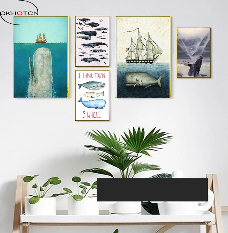 Nordic-Art-Poster-Art-Canvas-Art-Pictures-Painting-The-Whale-Biggest-Animal-But-Lovely-For-Home (1)