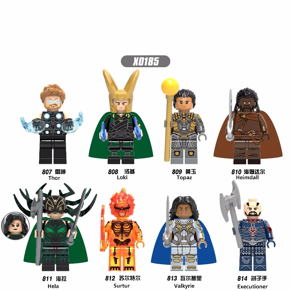 

Single Sale Super Heroes Thor Loki Topaz Heimdall Hela Surtur Valkyrie Executioner Model Action Building Blocks Children Toys