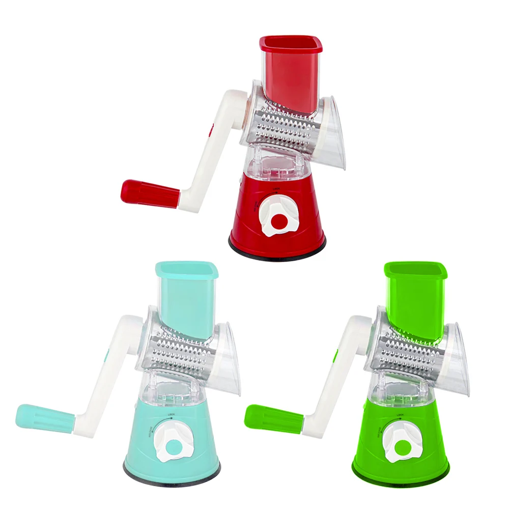 

Vegetable Cutter Round Mandoline Slicer Potato Carrot Grater Slicer with 3 Stainless Steel Chopper Blades Kitchen Tool