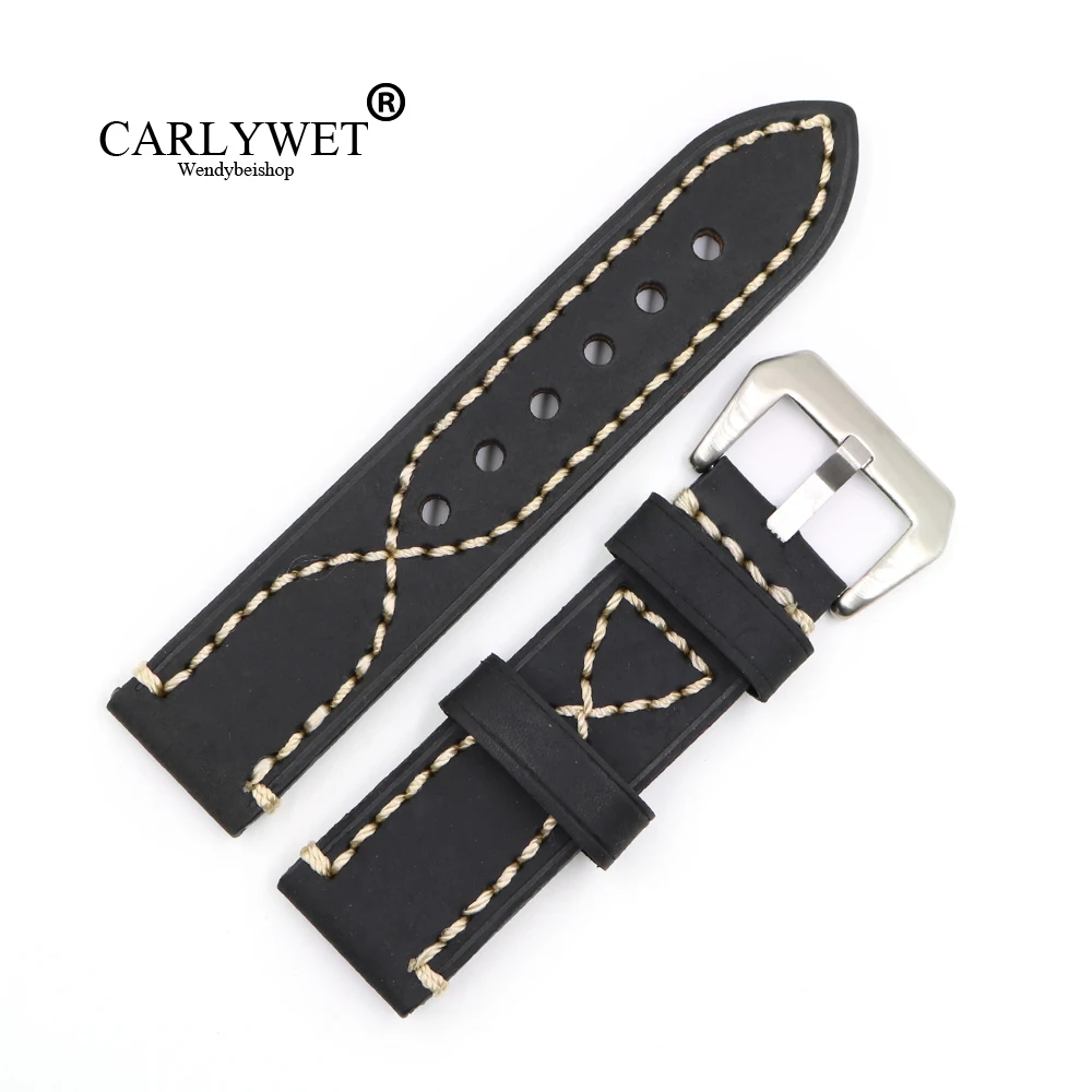 CARLYWET20 22 24 26mm Black Thick Strap Watch Band For Tag CARRERA Omega Montblanc Panerai Daytona Submariner Tissot | Наручные часы