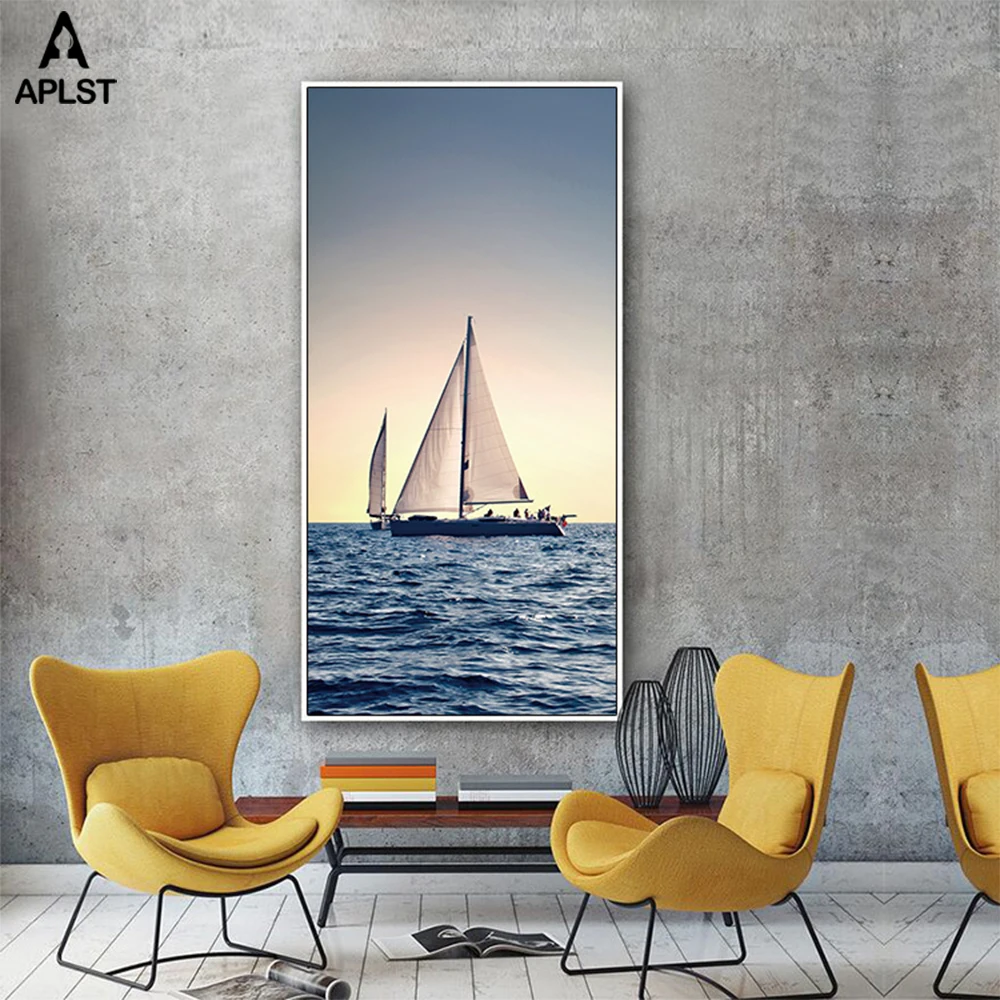 Sunset-Sea-Ocean-Prints-And-Posters-Sailboat-Yacht-Canvas-Modern-Large-Pictures-Landscape-Painting-for-Living (3)