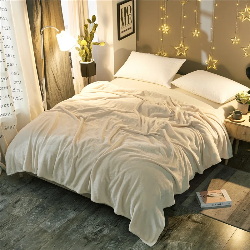 

Brand home textile 200x230 Pure color soft sofa blanket big size white fleece blanket adult for beds bedspread blanket