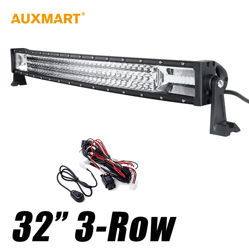 

Auxmart Curved 32" 405W LED Light Bar Offroad Combo bar light for camper trailer boat 4x4 4WD SUV ATV RZV 12V 24V driving lights