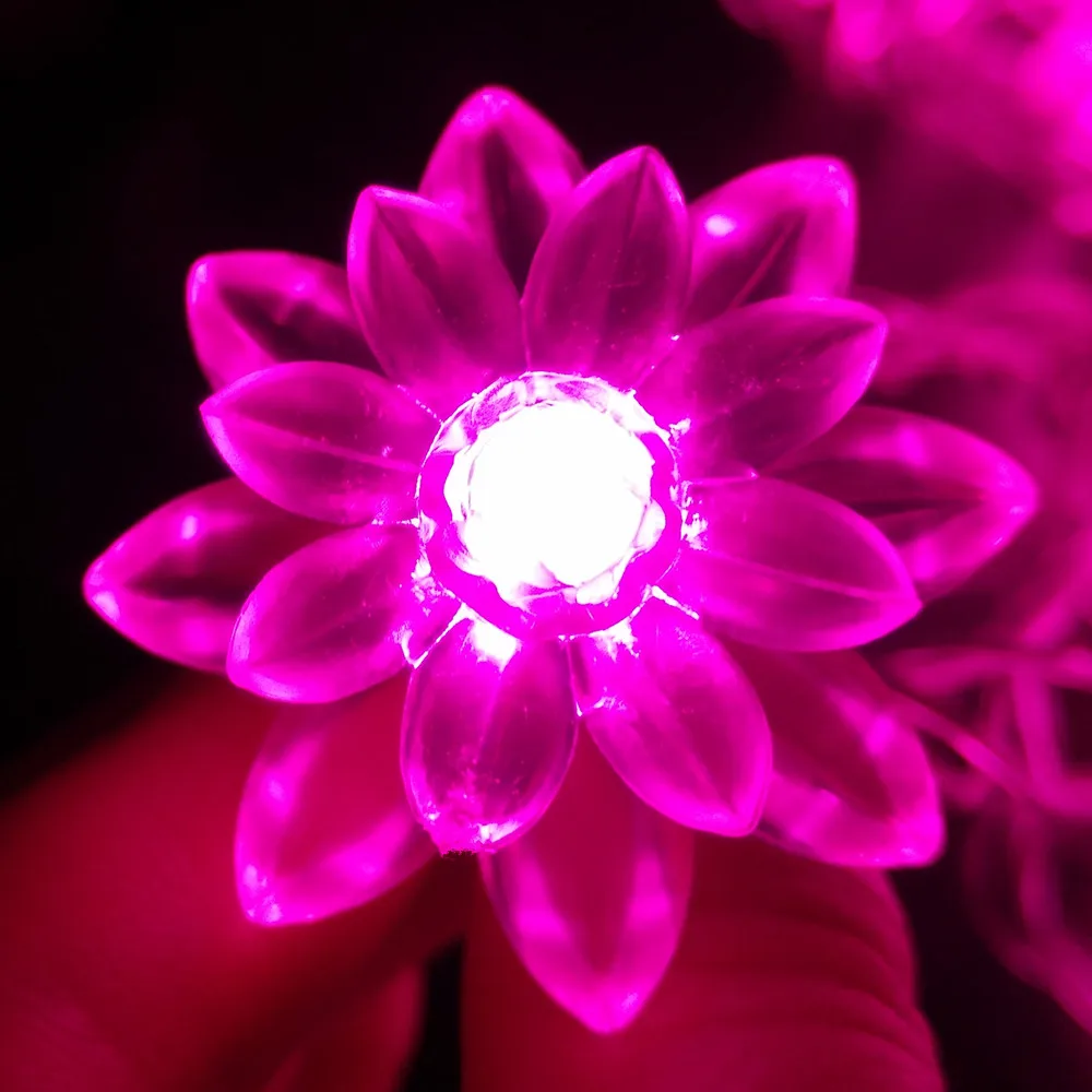 Holiday Lighting Fairy Lights Lotus Flower LED String Light For Garland Christmas Wedding Decoration - pink 1-1