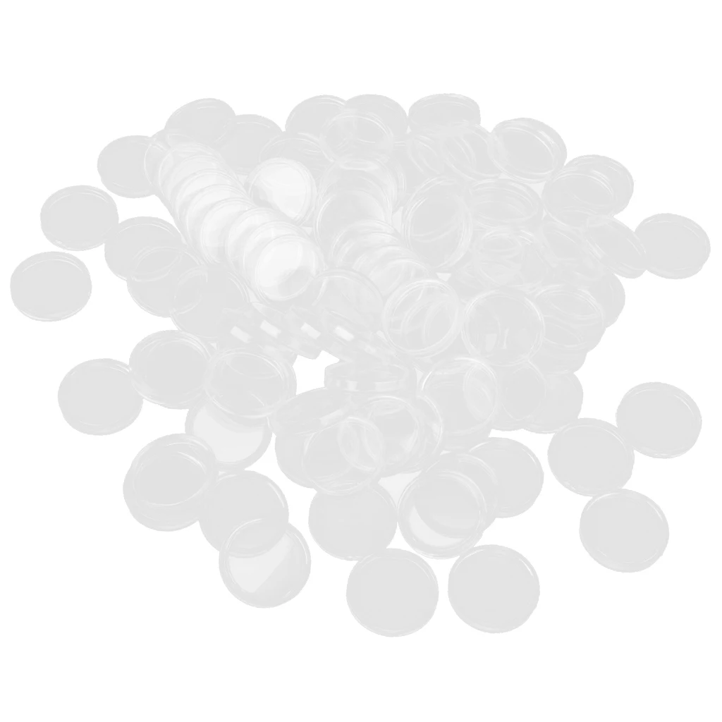 100 Containers Round Transparent Boxed Coin Capsules Coin Case Transparent Color 33mm Collection Protector Commemorative 