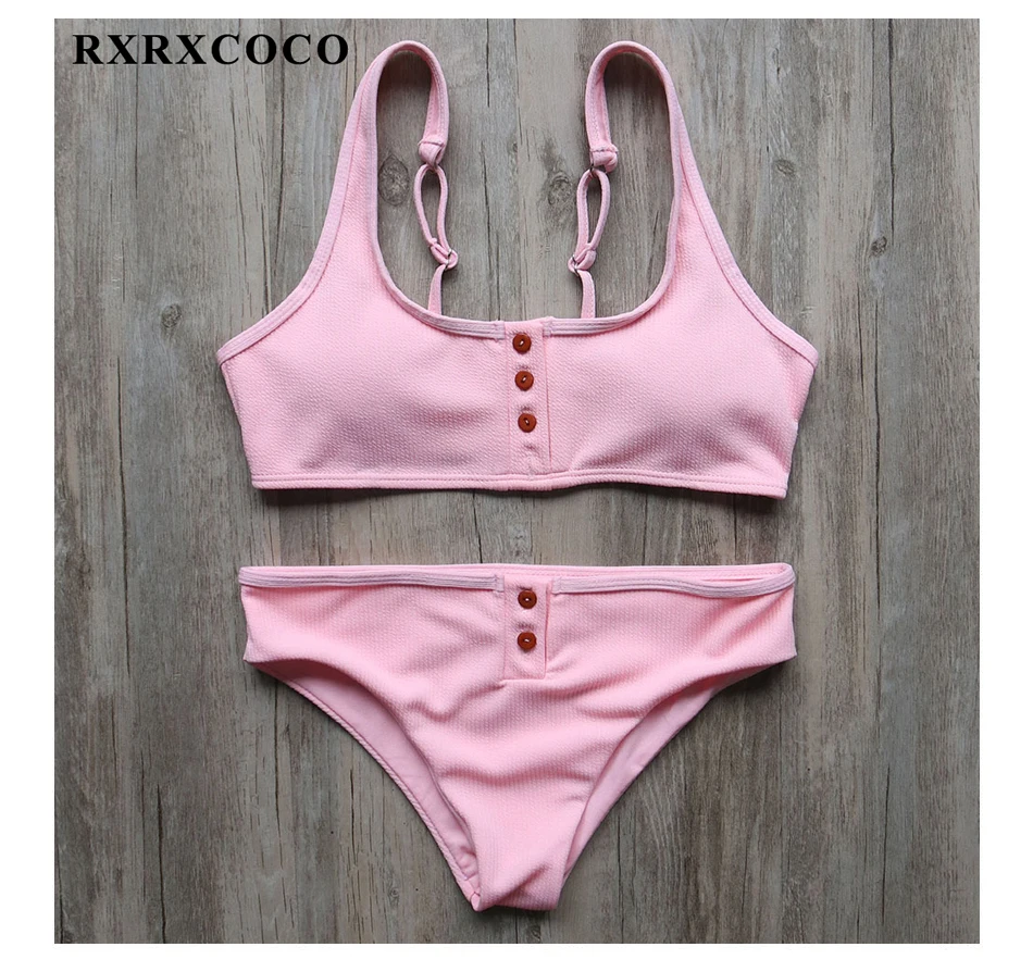 RXRXCOCO, Хит, бикини, купальник для женщин, Maillot De Bain Femme,, сексуальный комплект бикини, на пуговицах, купальник для женщин, купальник, пляжная одежда