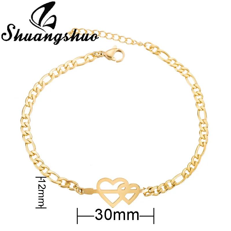 Shuangshuo Шарм браслет с бабочкой для женщин животных нержавеющая сталь звено цепи девушки браслет ювелирные изделия pulseras mujer - Окраска металла: Bracelet SL154G