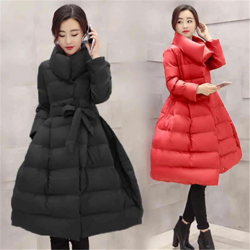 Preise 2020 NEUE Frauen Mantel Winter Unten Jacken Frauen Schwarz Lange Mantel Silm Warme Parkas Oberbekleidung frauen Kleidung X979