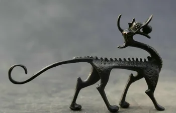 

5.9" Chinese Bronze Lovable Animal Pixiu Pi Xiu Unicorn Beast Kylin Qilin Statue
