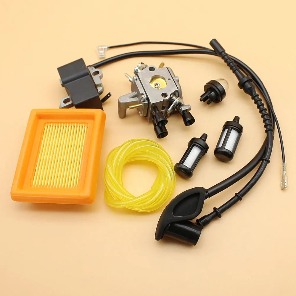 Carburetor Ignition Coil Primer Bulb Air Filter Fuel Hose Tune Up Kit Fit STIHL FS120 FS200 FS250 Trimmer Brushcutter Carburetor Ignition Coil Primer Bulb Air Filter Fuel Hose Tune Up Kit Fit STIHL FS120 FS200 FS250 Trimmer Brushcutter