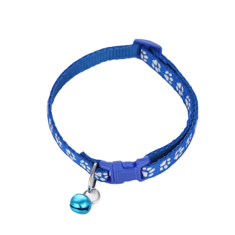 

Safety Nylon Dog Puppy Cat Collar Breakaway Adjustable Cats Collars with Bell and Bling Paw Charm width 1.0cm