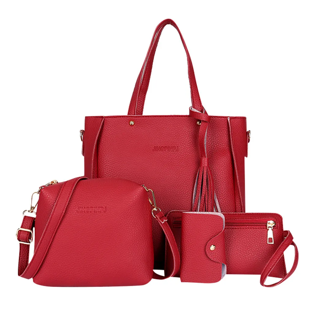 4pcs/set Women Bag Set Top-Handle high Capacity Female Handbag Shoulder Bag Purse Ladies PU Leather Crossbody Bag clutch wallet