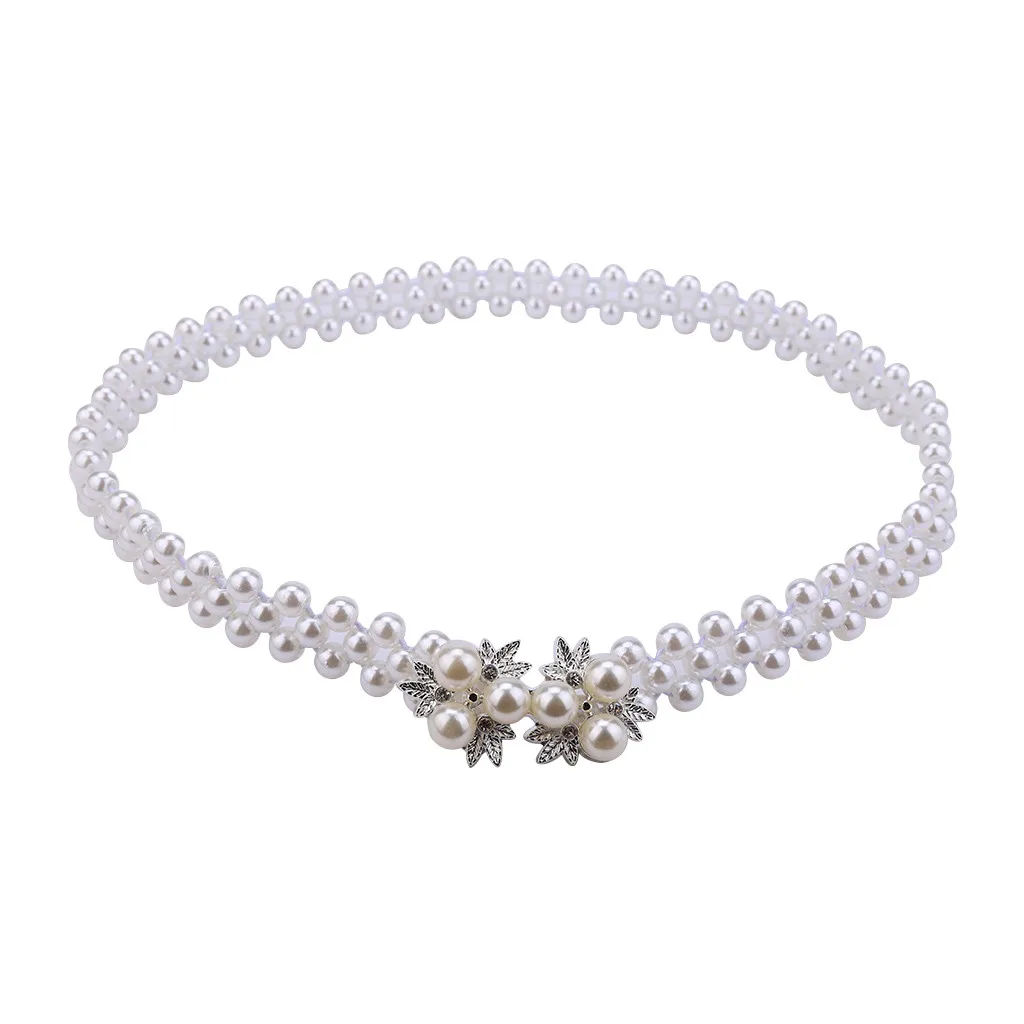 

Womail luxury belt designers women 2019 Elastic Waist Chain Female Wild Fashion rhinestone Pearl Belt fashion luxury brand
