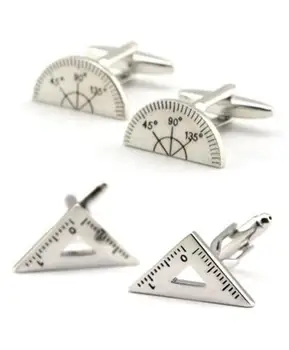 

10pairs/lot Creative Triangular Rule Cufflinks Angle Protractor Bevel Protractor Cuff Links Men's Jewelry Accessory Wholesale
