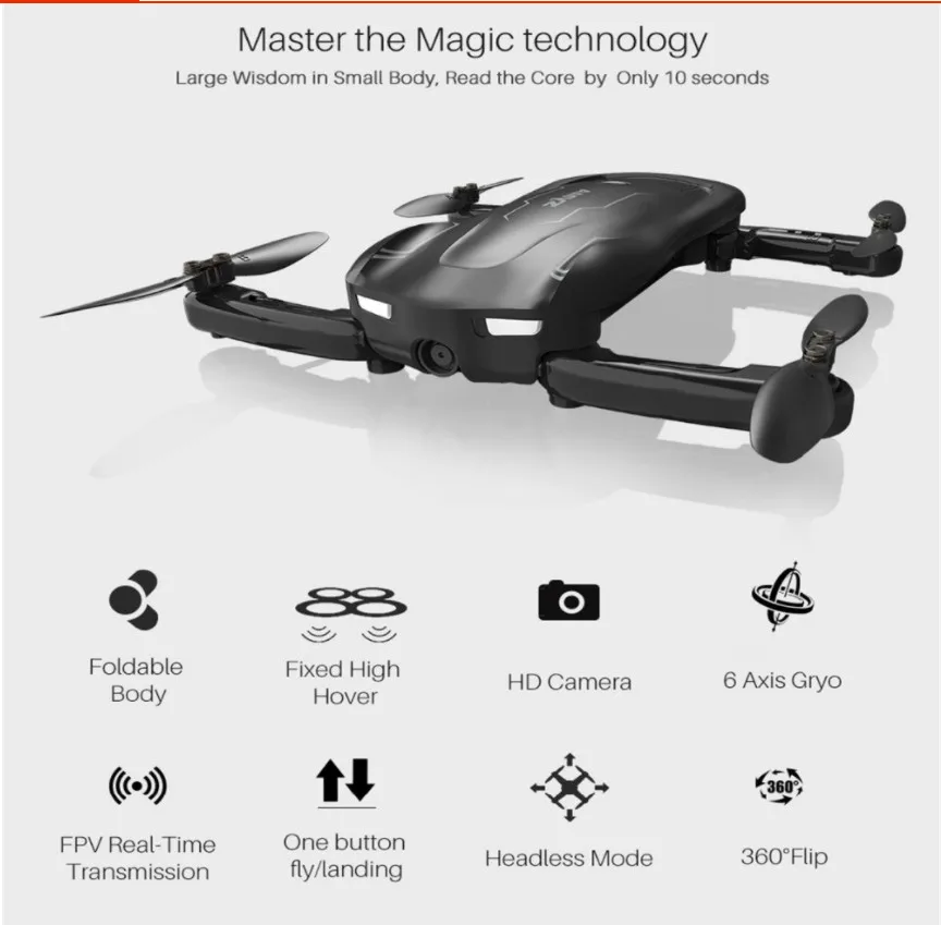 

Mini RC Drone with WiFi Camera Altitude Hold Selfie Drone Follow me Mode FPV Quadcopter Helicopter