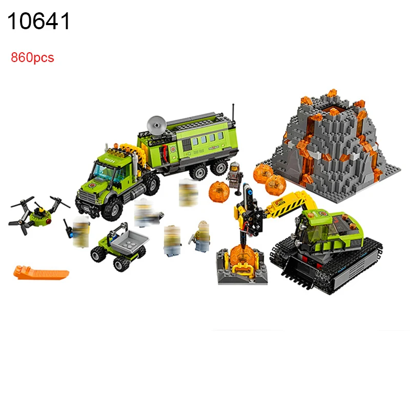 

10641 City Series Volcano Exploration Base Geological Prospecting Building Block DIY Bricks Toys Gift For Children 60124