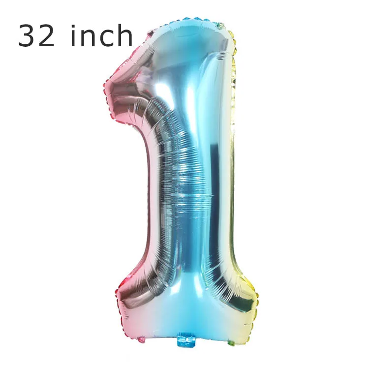 32 дюйма Радуга цифровая алюминиевой фольги воздушные шары для украшения вечеринок Свадьба макет градиент на день рождения комплект с буквенным принтом - Цвет: 7