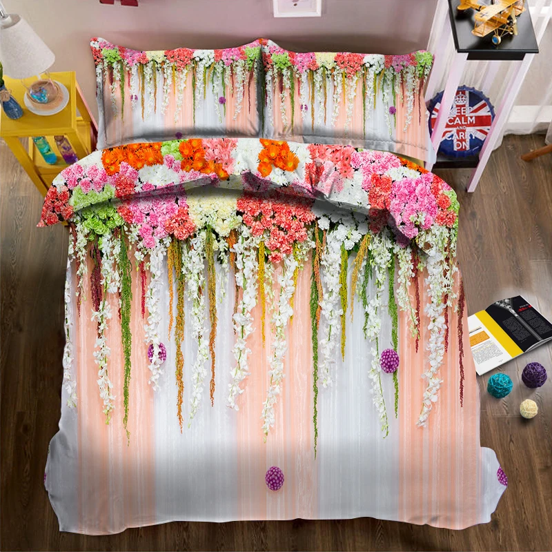 

Flower curtain 3d effect photo bed linen can be customized photo pattern