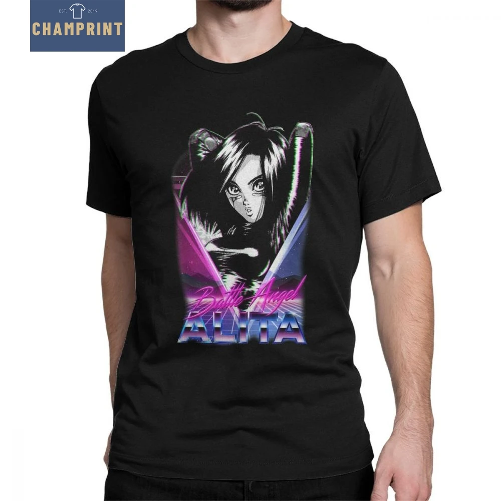 

Alita T-Shirt Battle Angel Gunnm Comic Movie Anime Japan Man's T Shirts Novelty Pure Cotton Short Sleeves Tees Big Shirt Clothes
