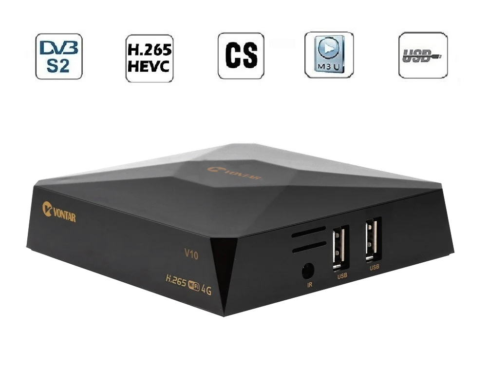 VONTAR V10 tv BOX H.265 DVB-S2 8PSK цифровой спутниковый ресивер Поддержка cline Stalker Xtream Испания Португалия TP список телеприставка