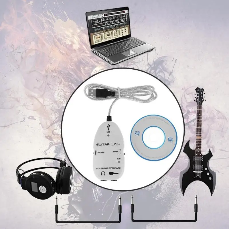 Interfaz de audio Guitar to USB Sound Player Sound Card Effector Interface Link Audio Cable External Card usb sound card,sound card