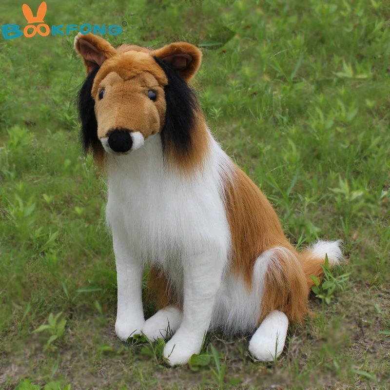 BOOKFONG 55CM Simulation Rough Collie Plush Toy Puppy Dog Stuffed