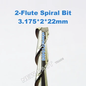 

1Lot/10Pcs 3.175*2.0*22mm Two Flute Spiral Bit Spiral Router Bits, Solid Carbide End Mill, Wood Tool Bits