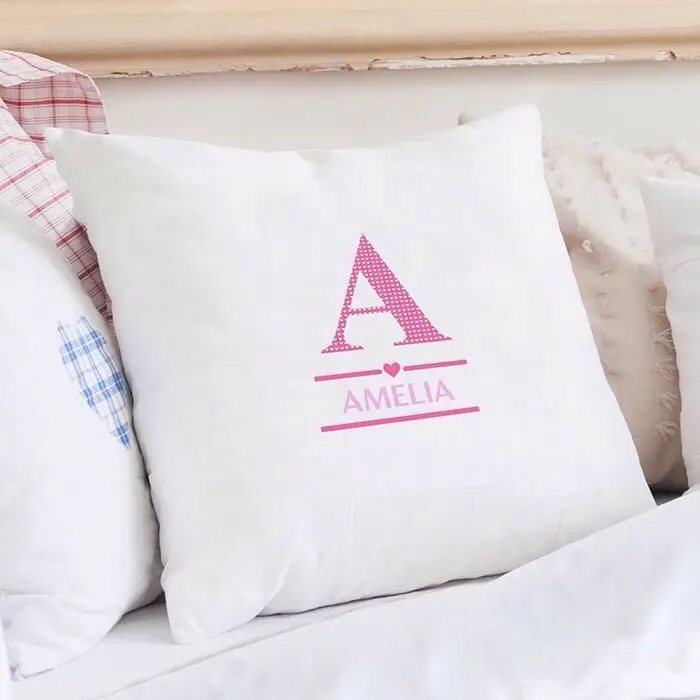 

Personalized Cushion Cover Custom Personalised Girl Initial Name Throw Pillow Case Baby Girls Gifts 18" Pink Letter Two Sides