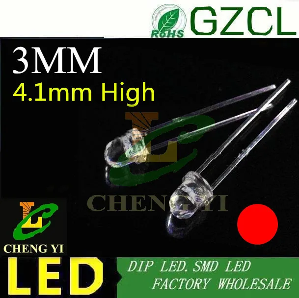 2000 шт чистый зеленый цветной светодиод 3 мм светодиод 4,1 мм высокие круглые диоды DIP