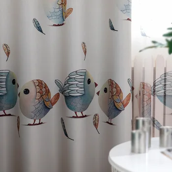 

Cute Birds Curtain for Baby kids Room Cartoon Blue Sheer Voile for Window Bedroom Treatment Tulle Drape M&078#40